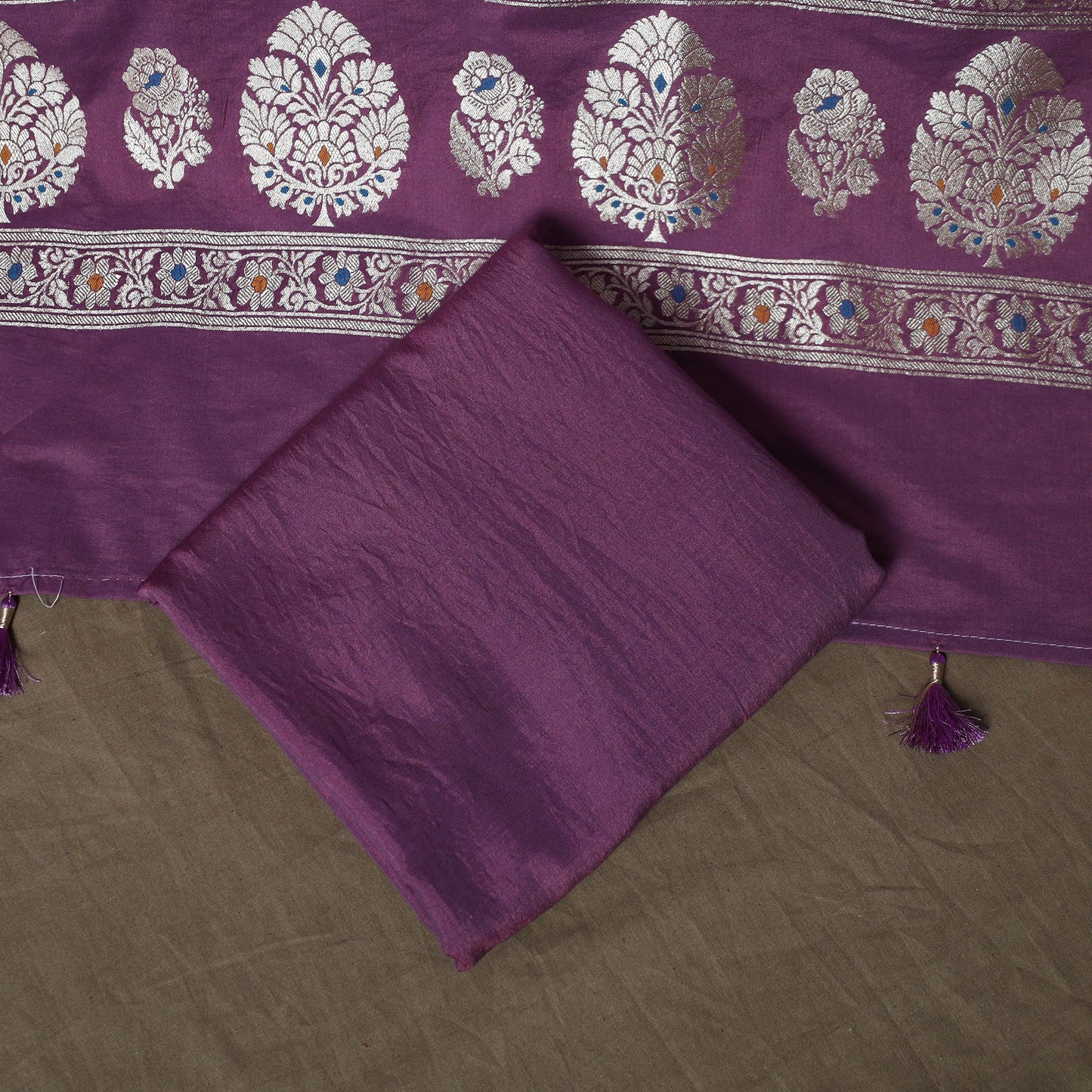 Banarasi weaving chiniya silk 3pc unstitched dress material