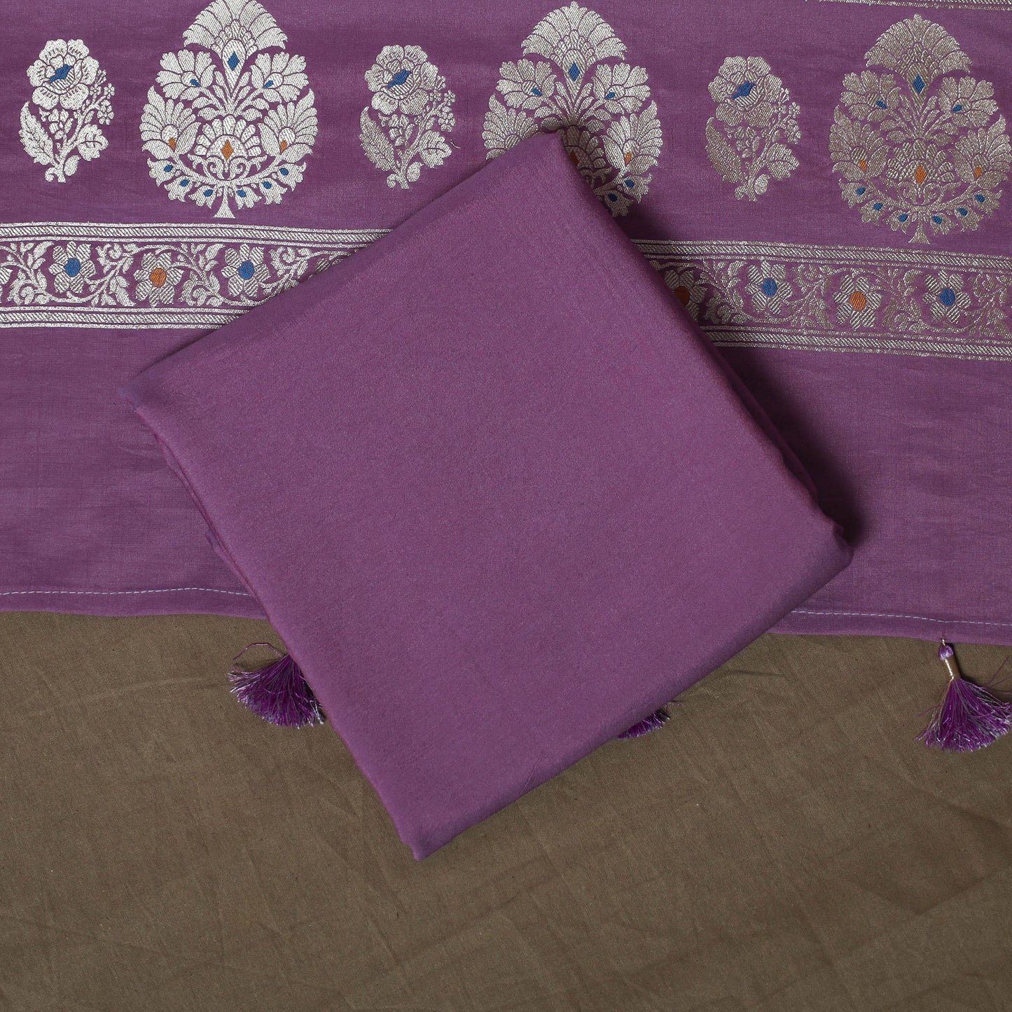 Banarasi weaving chiniya silk 3pc unstitched dress material