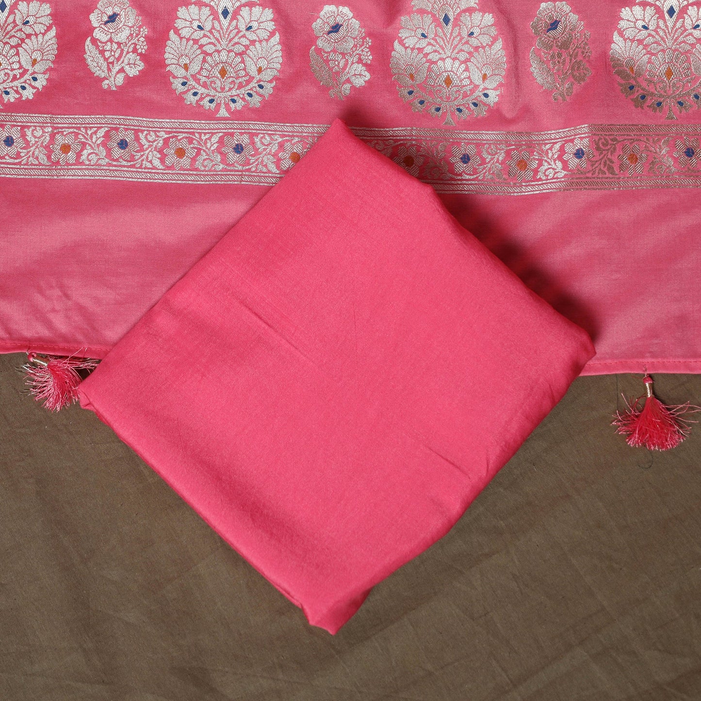 Banarasi weaving chiniya silk 3pc unstitched dress material