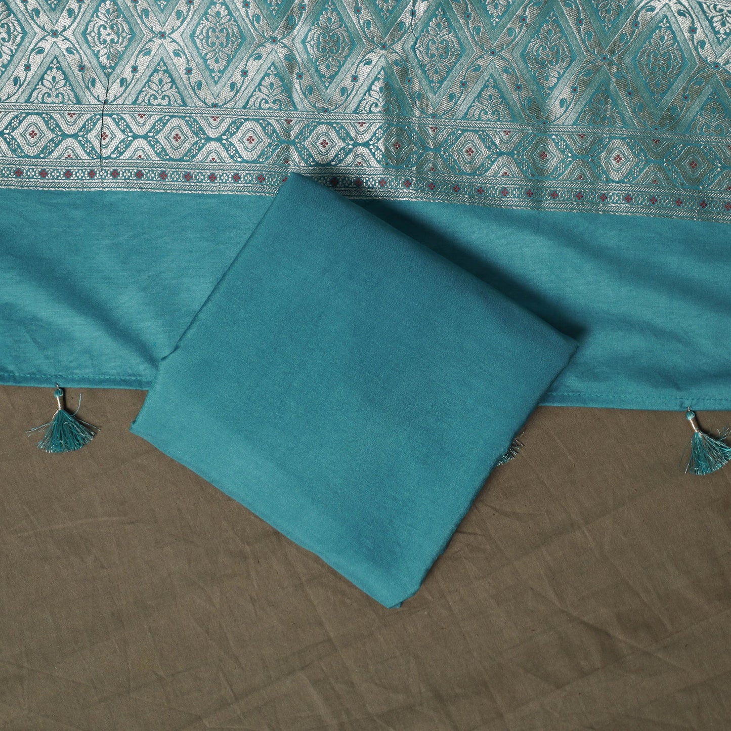 Banarasi weaving chiniya silk 3pc unstitched dress material