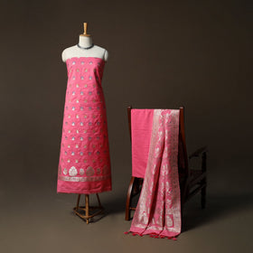 Banarasi weaving chiniya silk 3pc unstitched dress material