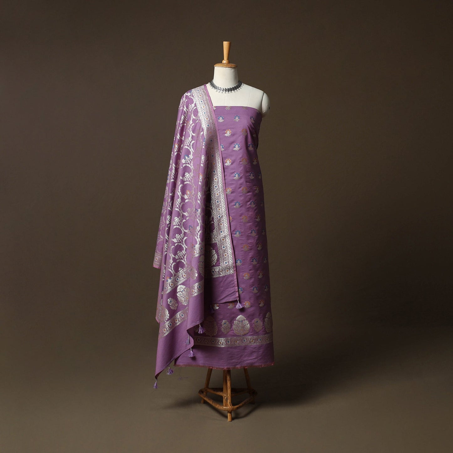 Banarasi weaving chiniya silk 3pc unstitched dress material