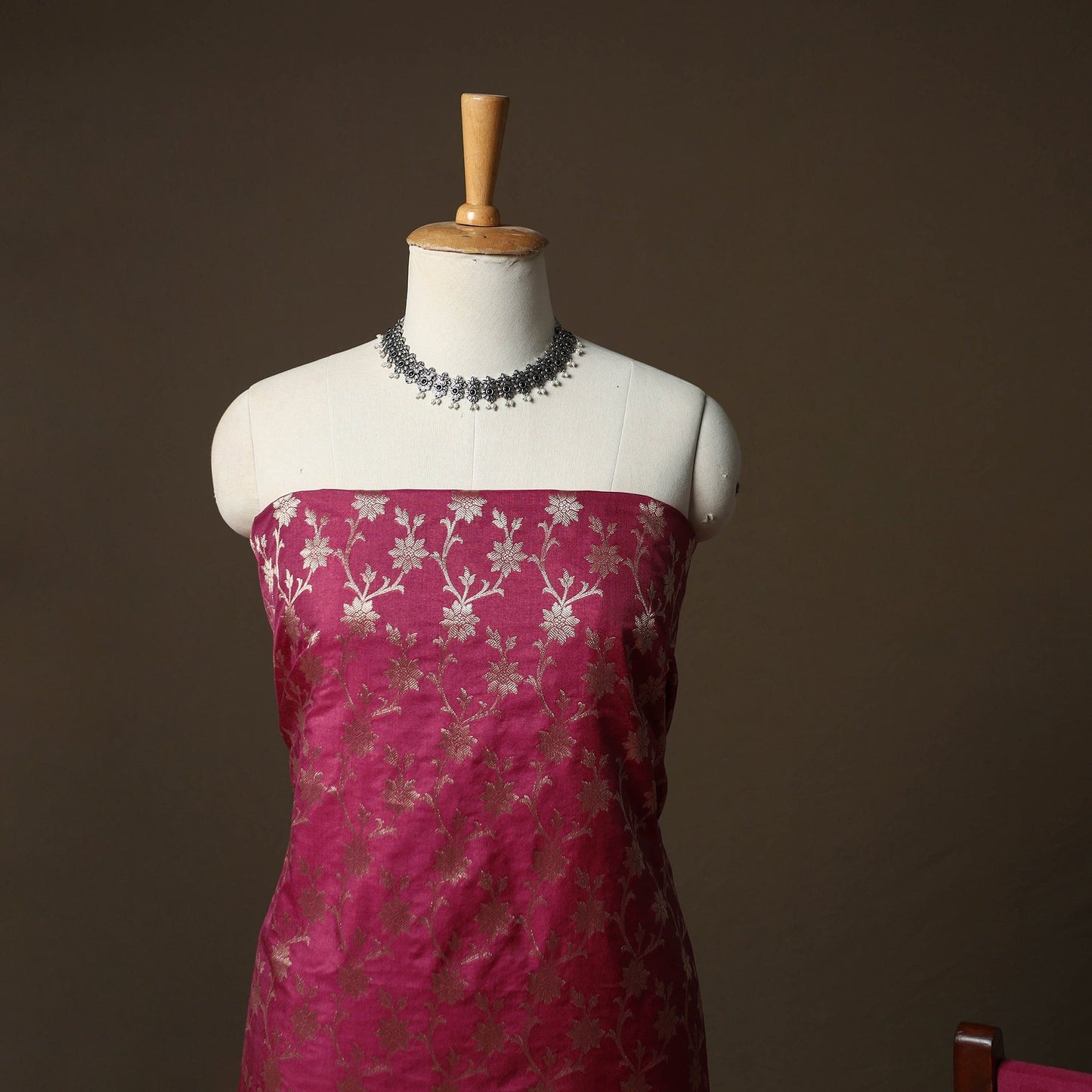 Banarasi weaving katan dupion silk 3pc unstitched dress