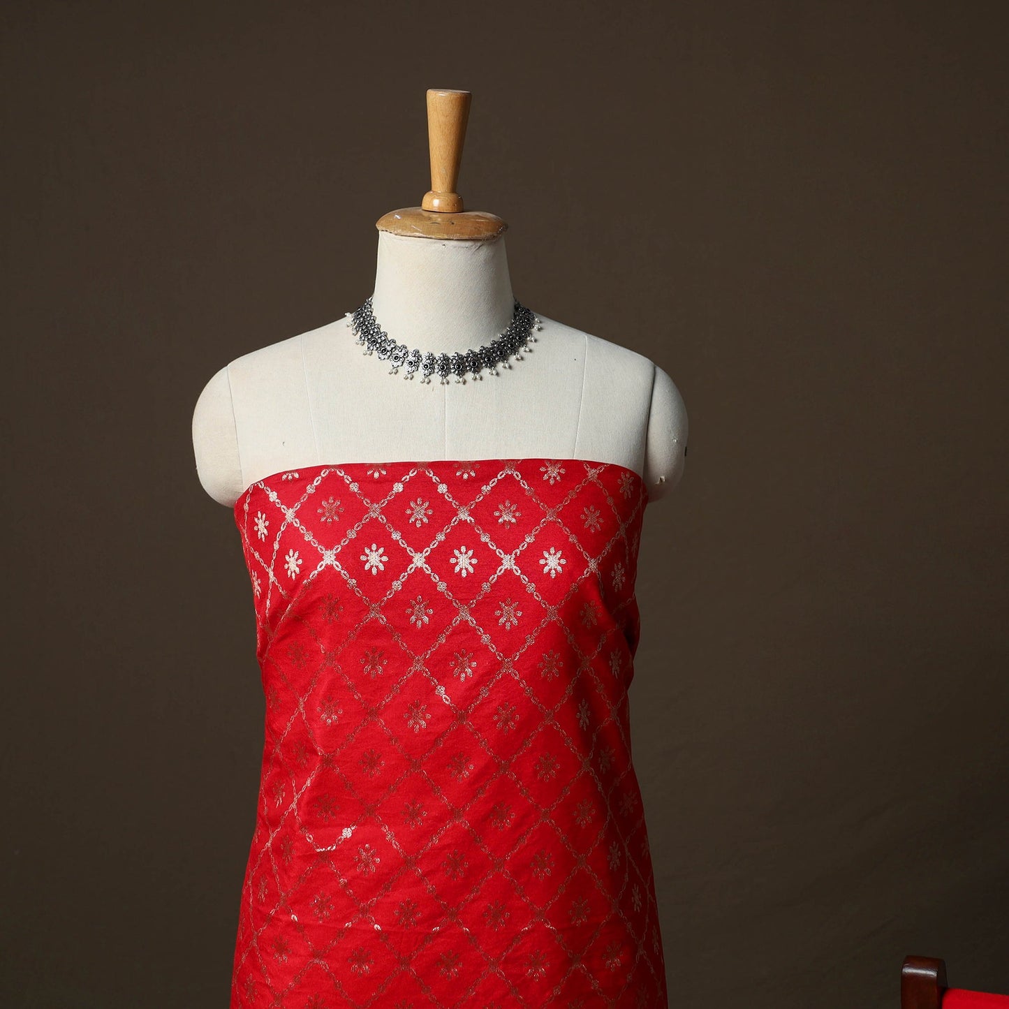 Banarasi weaving katan dupion silk 3pc unstitched dress