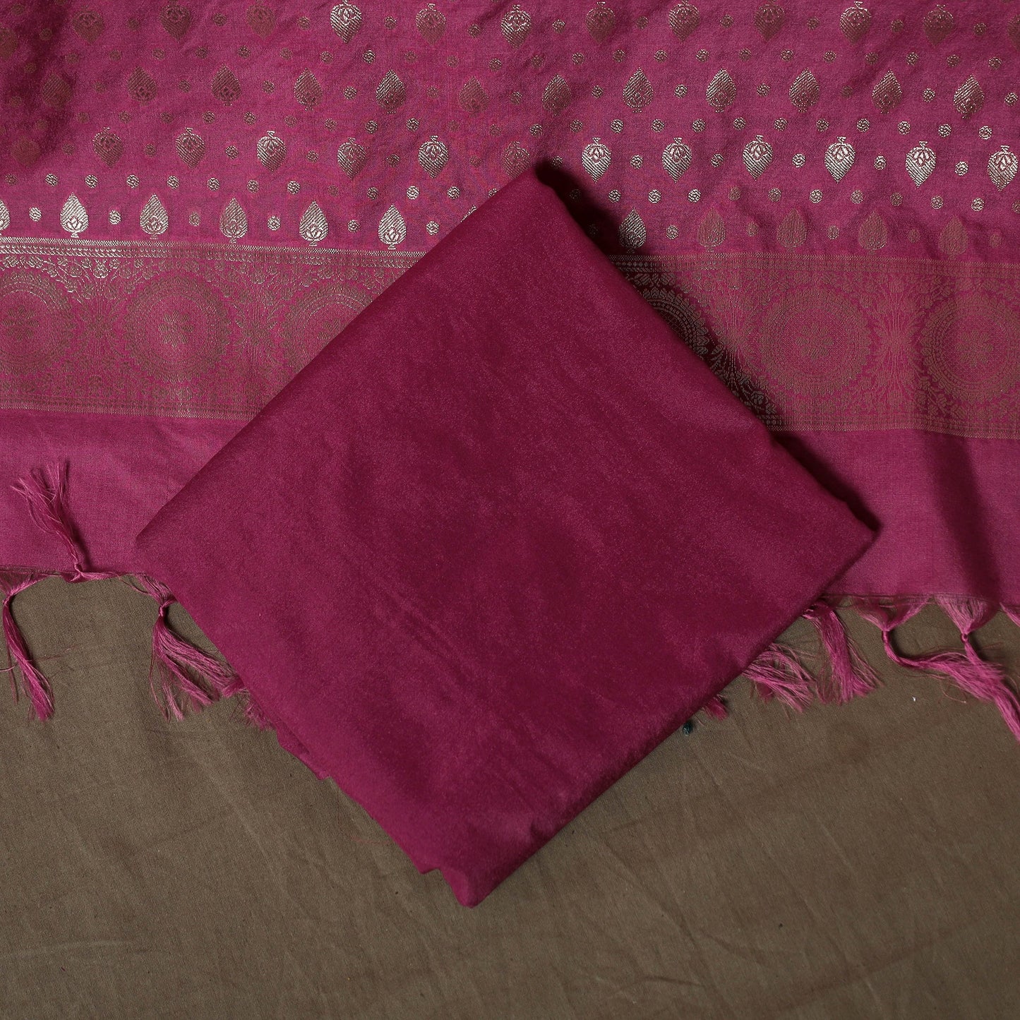 Banarasi weaving katan dupion silk 3pc unstitched dress
