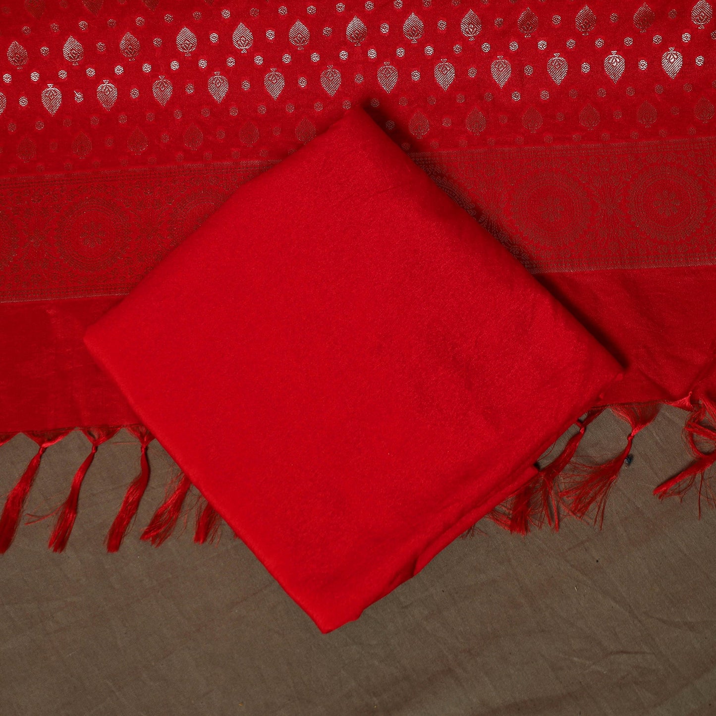 Banarasi weaving katan dupion silk 3pc unstitched dress