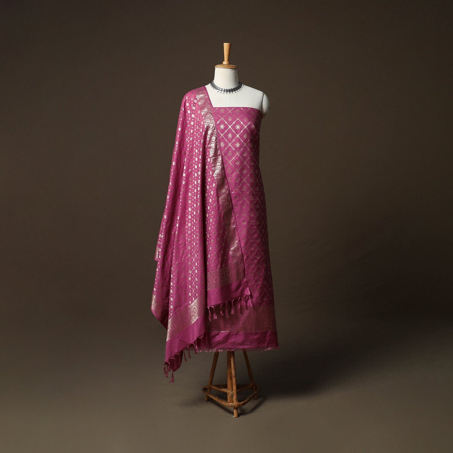 Banarasi weaving katan dupion silk 3pc unstitched dress