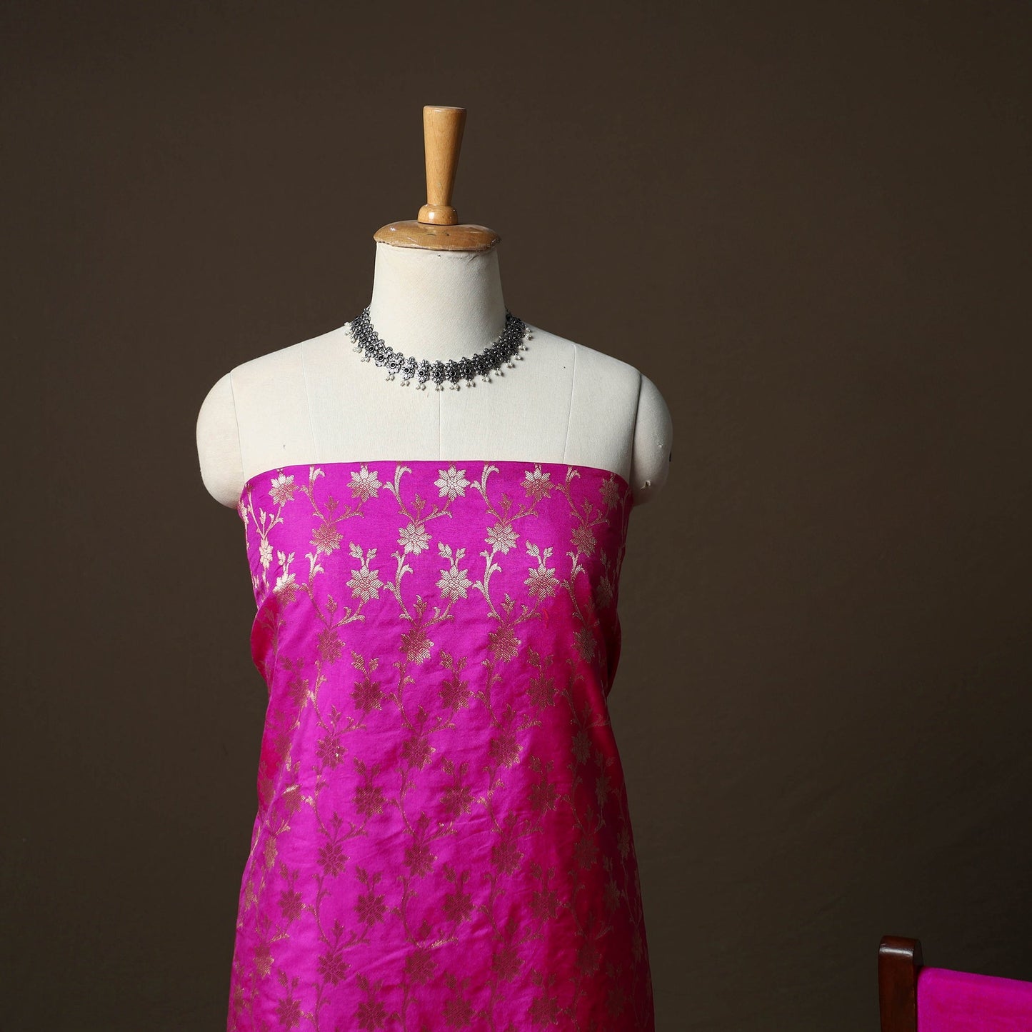Banarasi weaving katan dupion silk 3pc unstitched dress