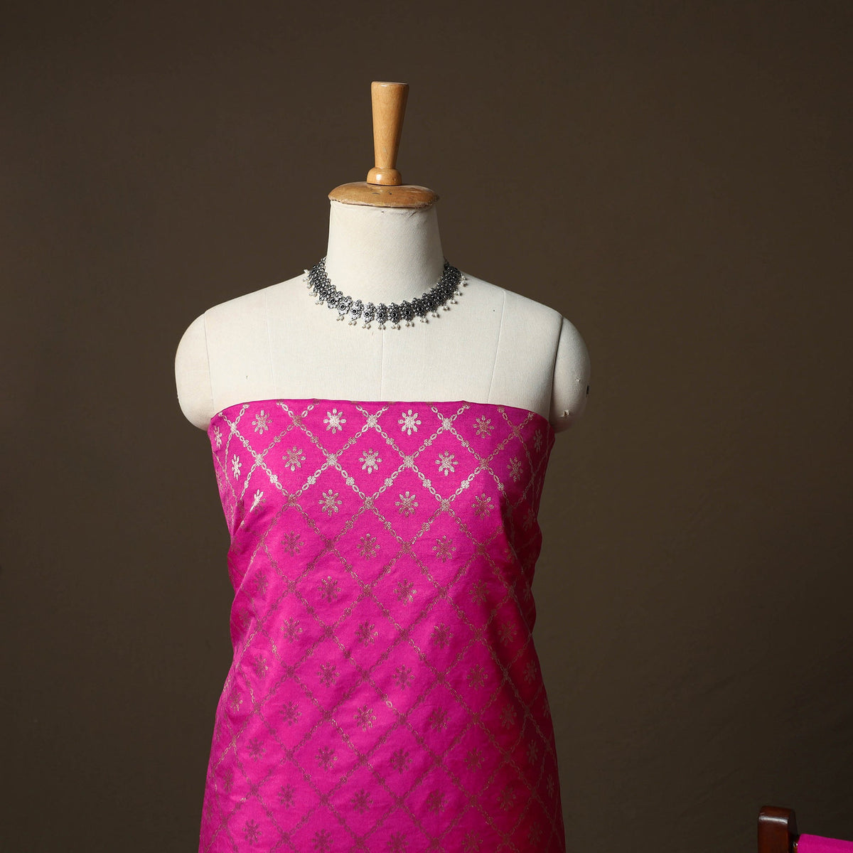 Banarasi weaving katan dupion silk 3pc unstitched dress