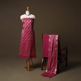 Banarasi weaving katan dupion silk 3pc unstitched dress