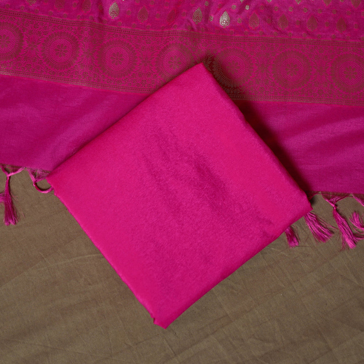 Banarasi weaving katan dupion silk 3pc unstitched dress