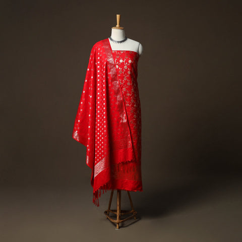 Banarasi weaving katan dupion silk 3pc unstitched dress