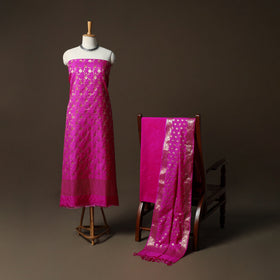 Banarasi weaving katan dupion silk 3pc unstitched dress