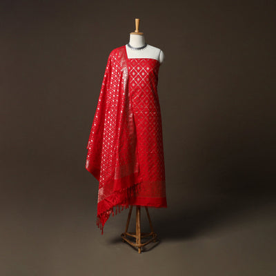 Banarasi weaving katan dupion silk 3pc unstitched dress