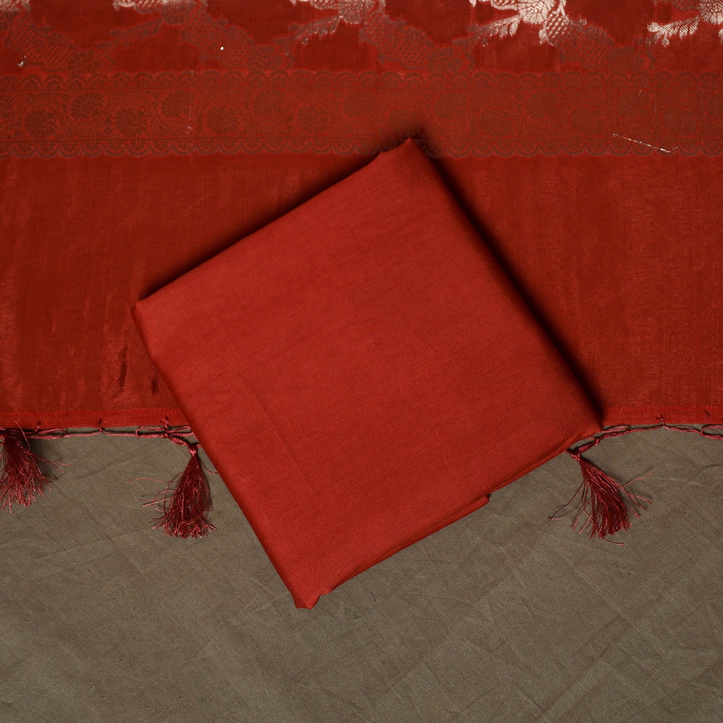 Banarasi weaving silk 3pc unstitched dress material suit