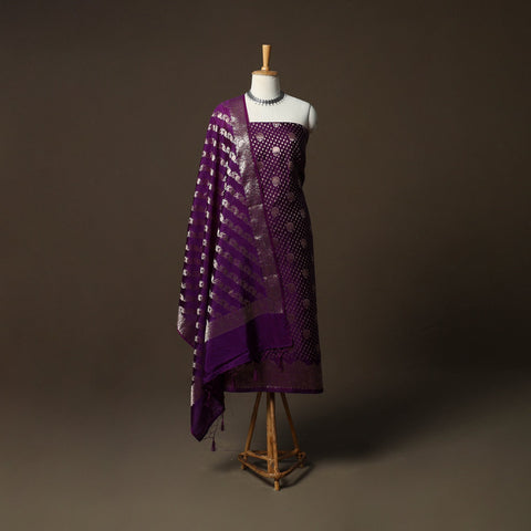 Banarasi weaving silk 3pc unstitched dress material suit