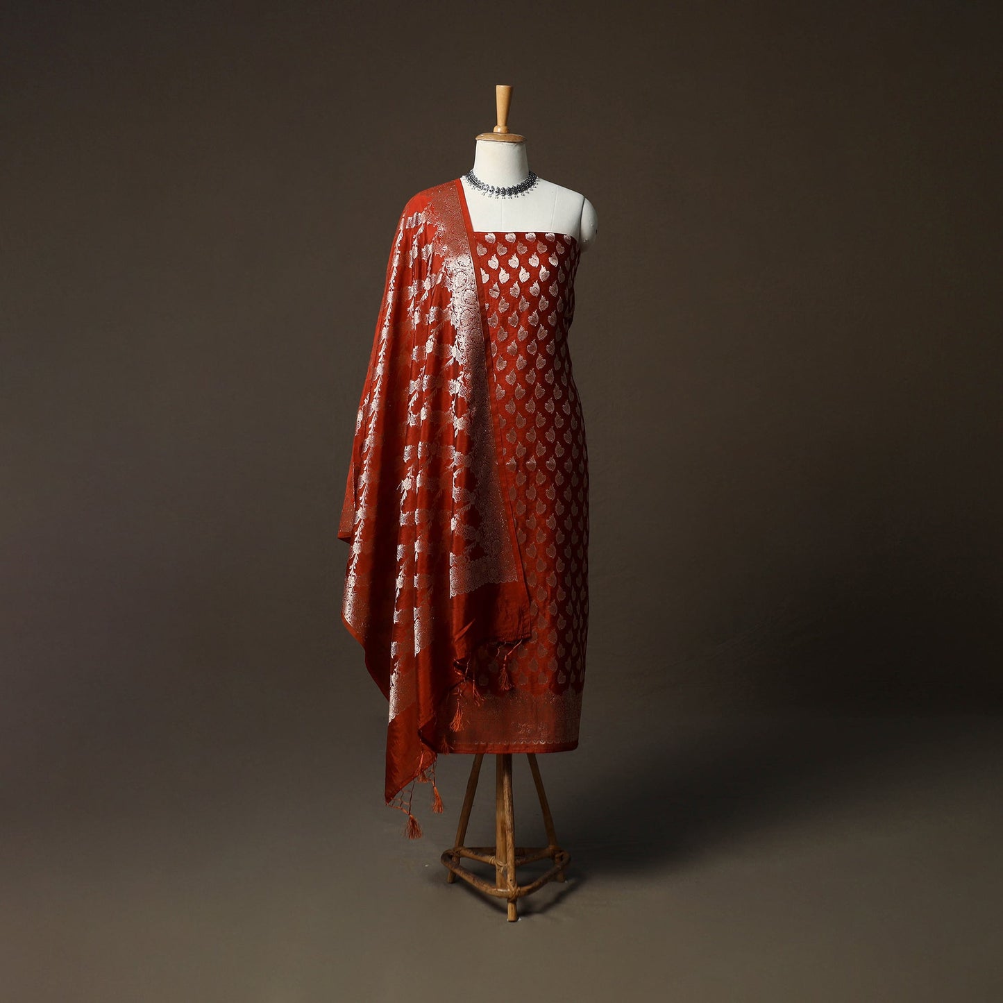 Banarasi weaving silk 3pc unstitched dress material suit