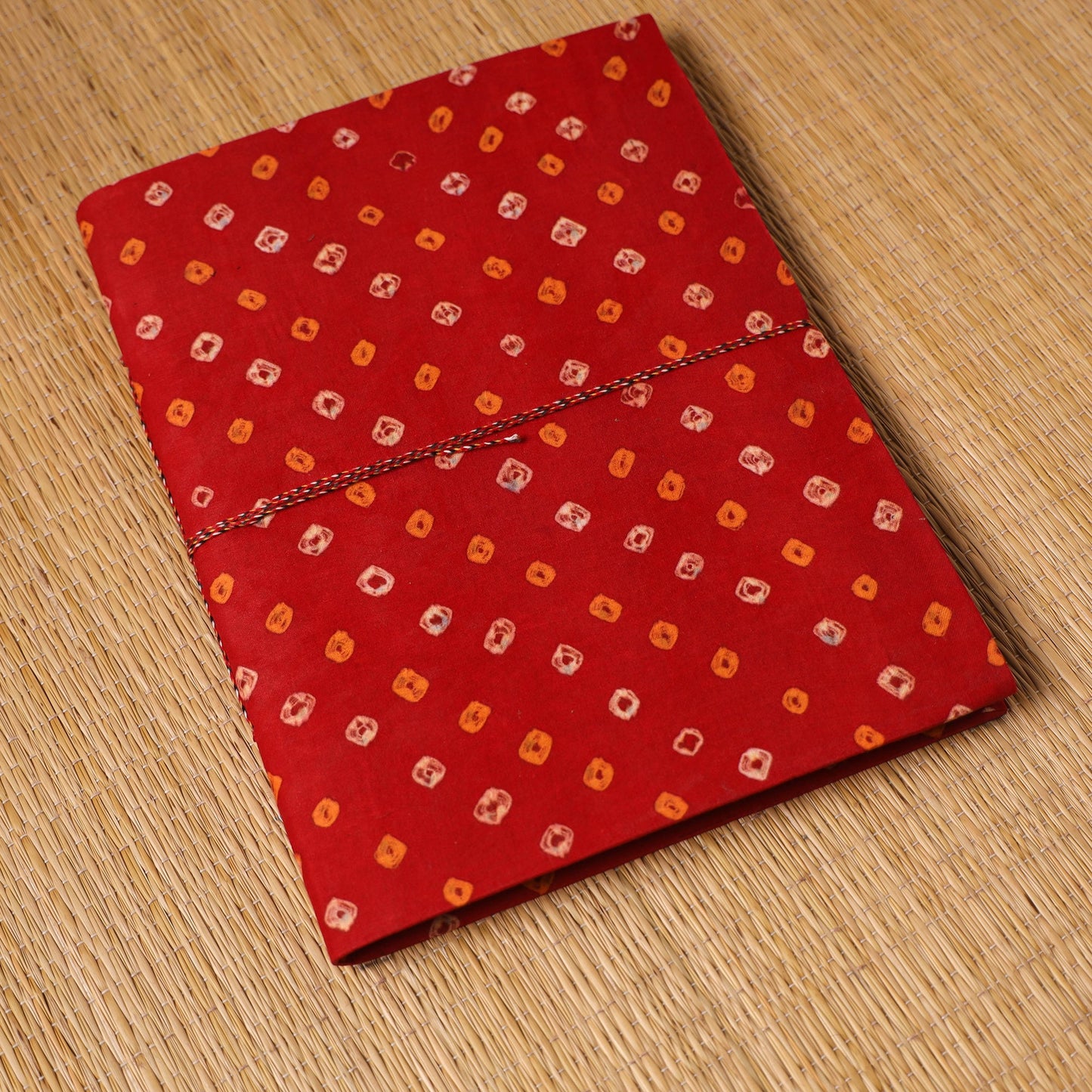 Bandhani fabric cover handmade paper photo album (12 x 10
