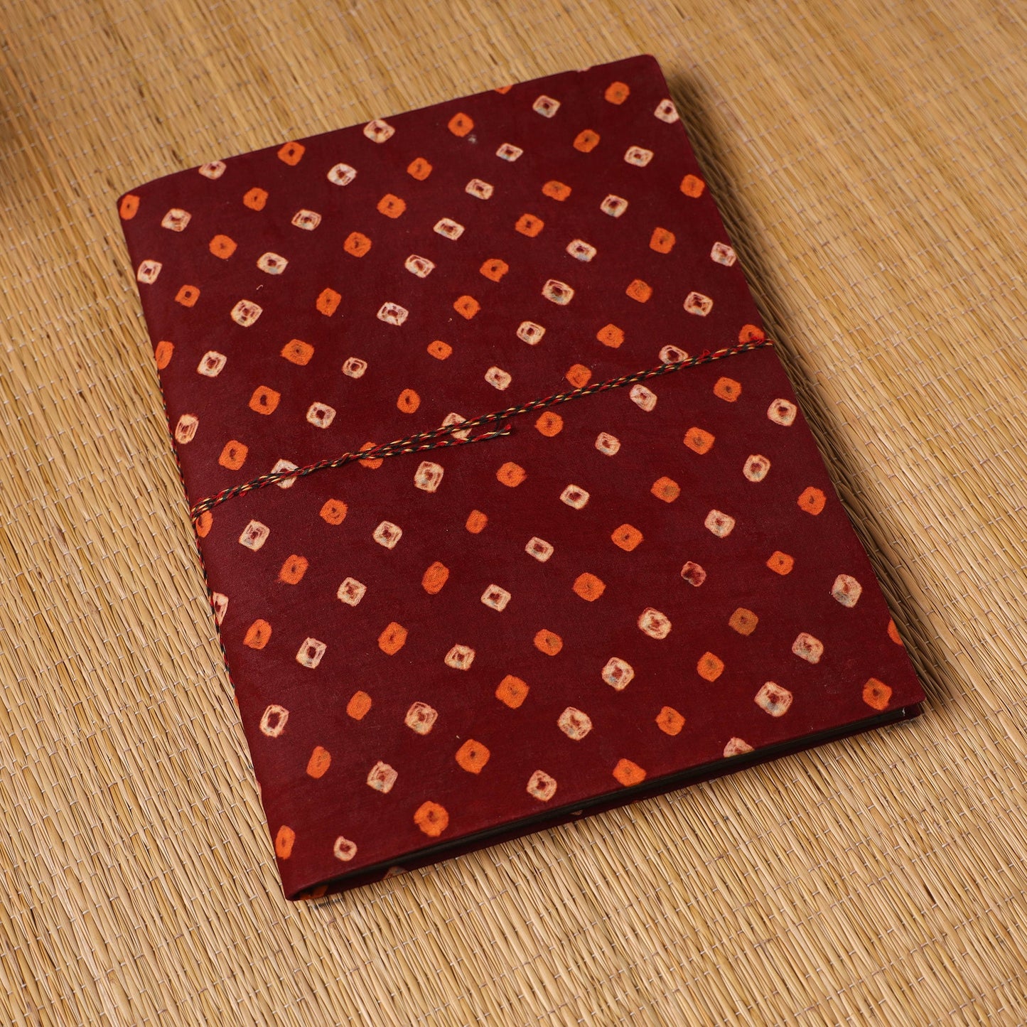 Bandhani fabric cover handmade paper photo album (12 x 10