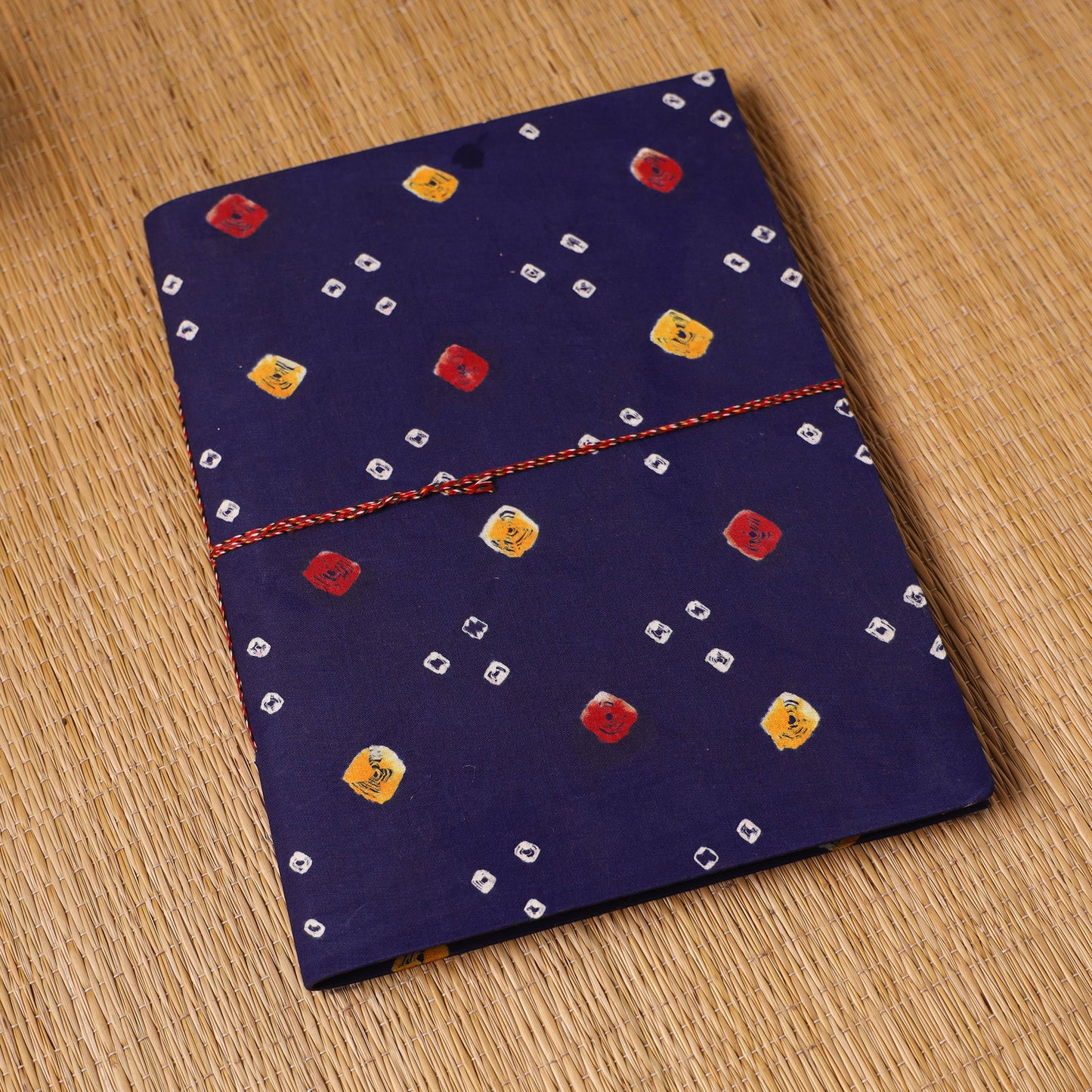 Bandhani fabric cover handmade paper photo album (12 x 10