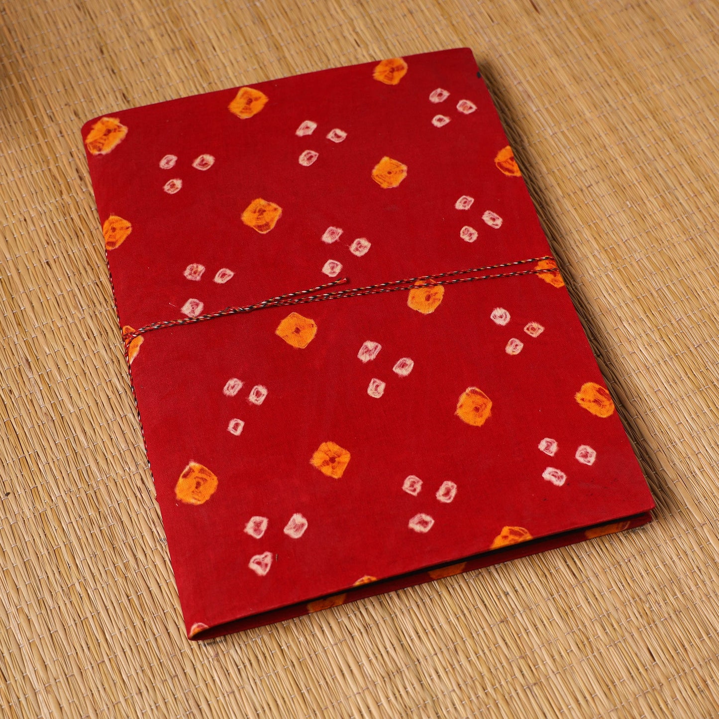 Bandhani fabric cover handmade paper photo album (12 x 10