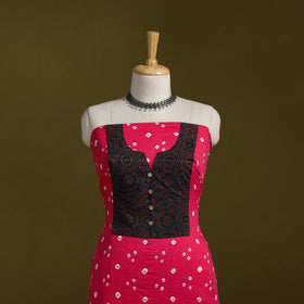 Bandhani patchwork cotton unstitched kurta material (3m) 01