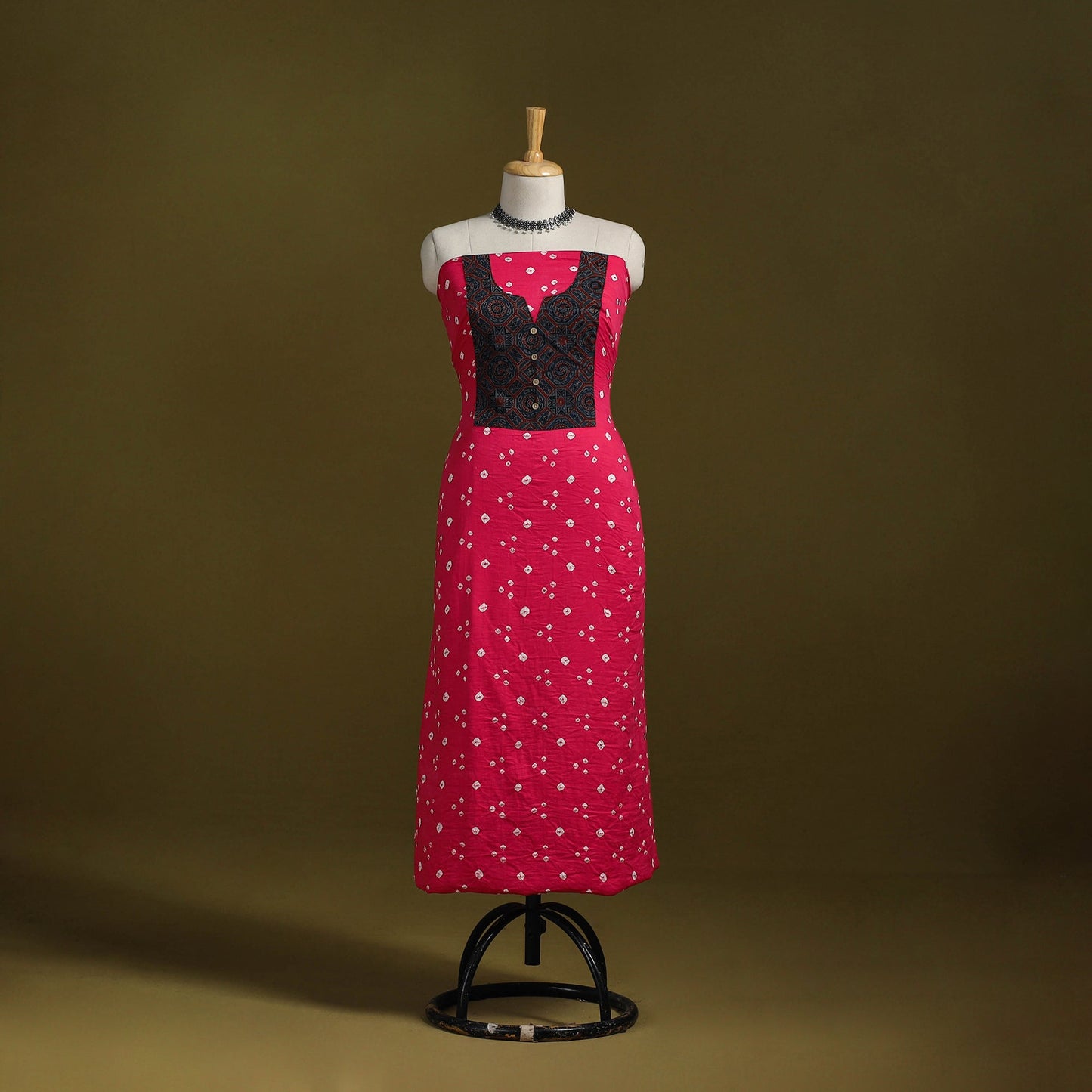 Bandhani patchwork cotton unstitched kurta material (3m) 01