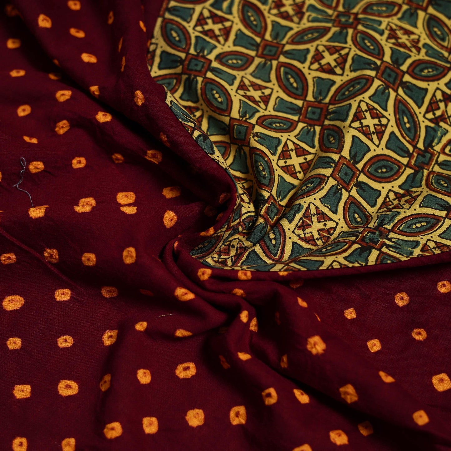 Bandhani patchwork cotton unstitched kurta material (3m) 02