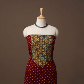 Bandhani patchwork cotton unstitched kurta material (3m) 02