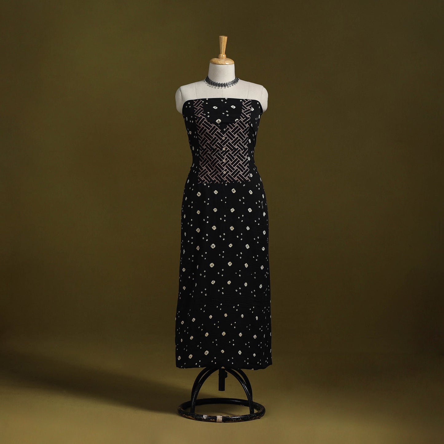 Bandhani patchwork cotton unstitched kurta material (3m) 03