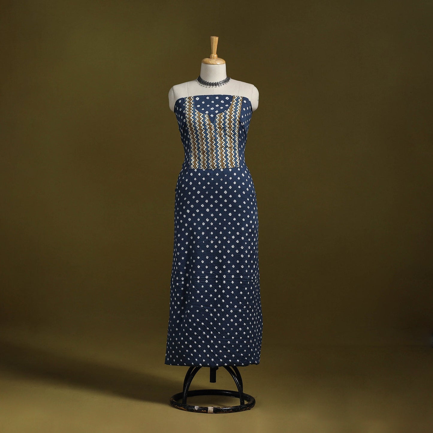 Bandhani patchwork cotton unstitched kurta material (3m) 05