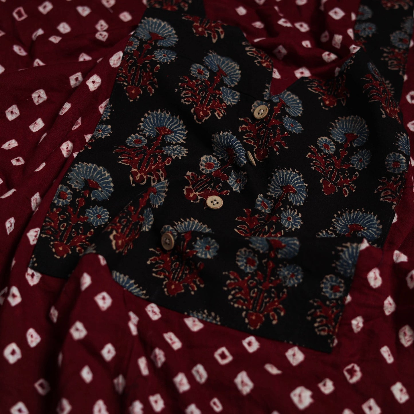 Bandhani patchwork cotton unstitched kurta material (3m) 06