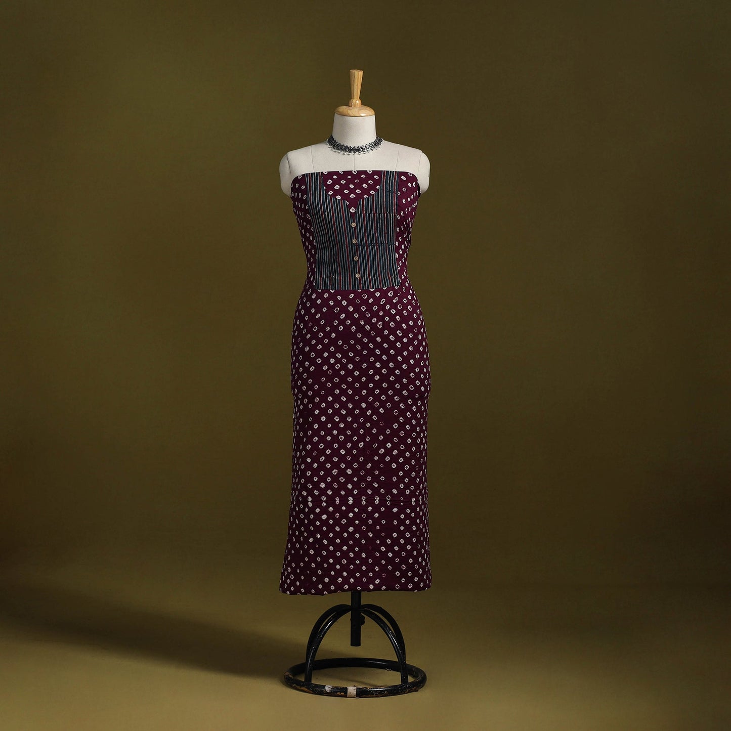 Bandhani patchwork cotton unstitched kurta material (3m) 07