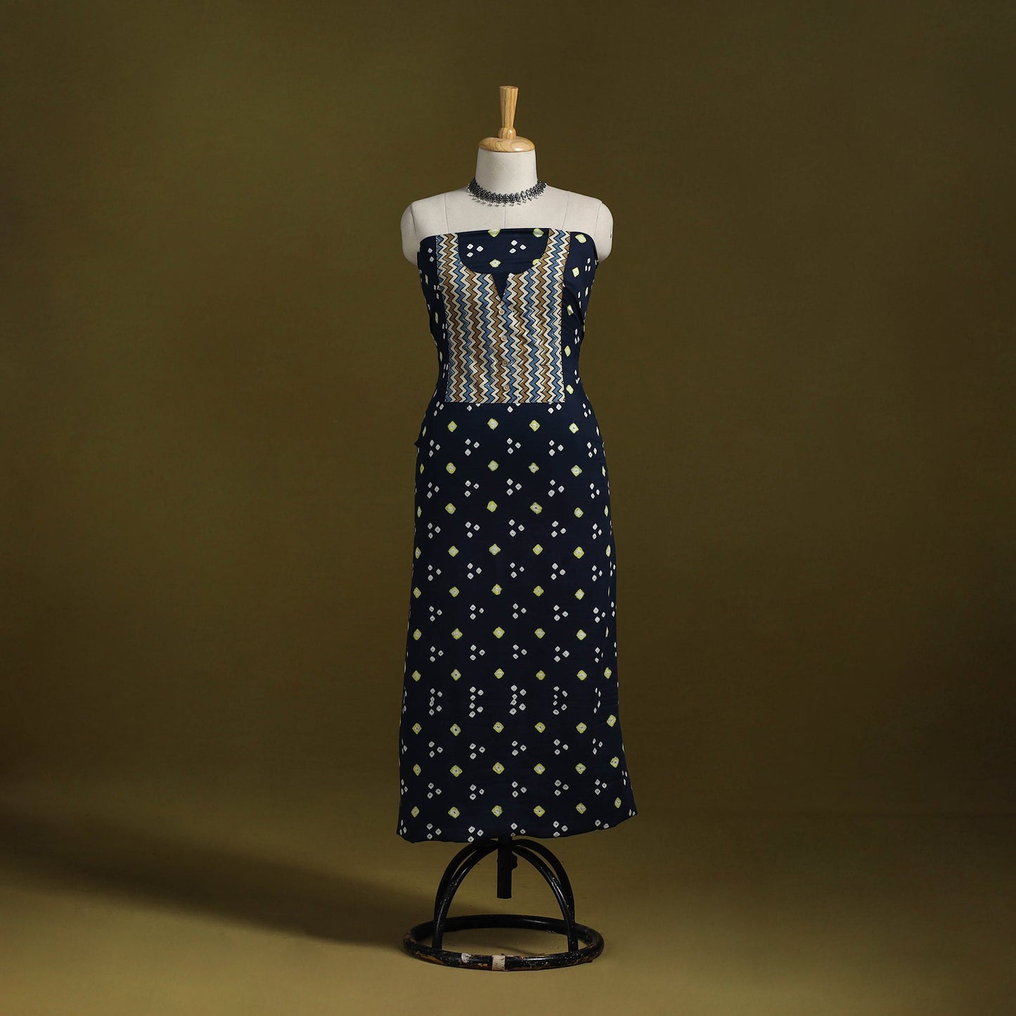 Bandhani patchwork cotton unstitched kurta material (3m) 09