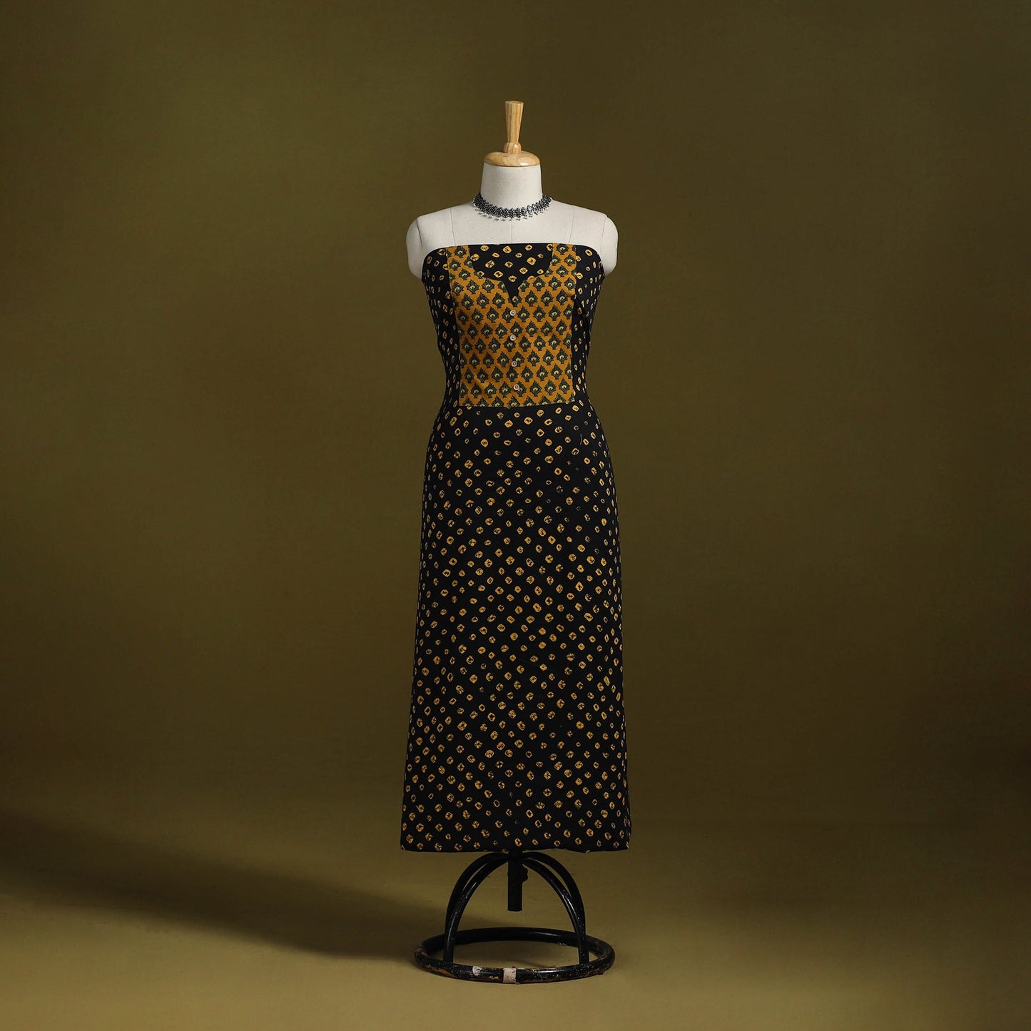 Bandhani patchwork cotton unstitched kurta material (3m) 11