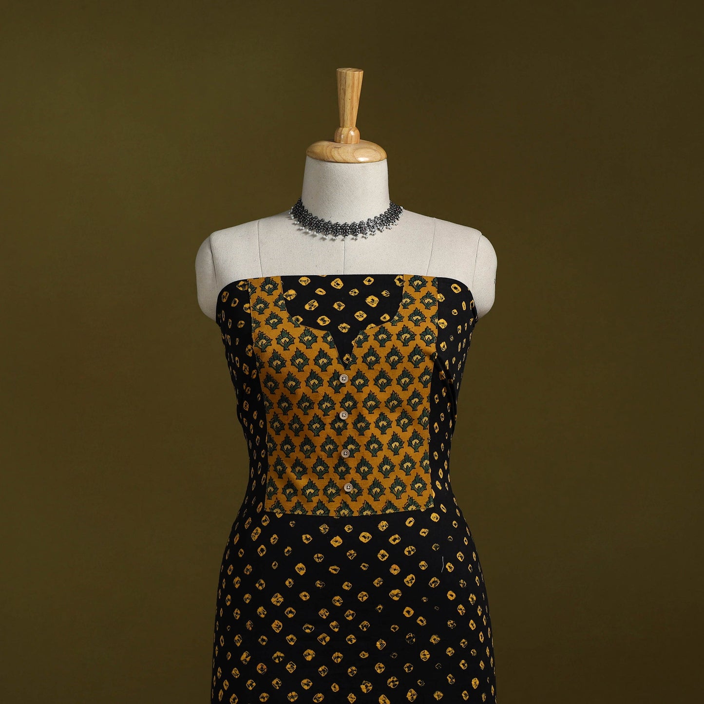 Bandhani patchwork cotton unstitched kurta material (3m) 11