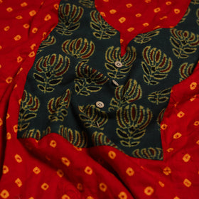 Bandhani patchwork cotton unstitched kurta material (3m) 13