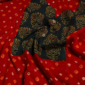 Bandhani patchwork cotton unstitched kurta material (3m) 17