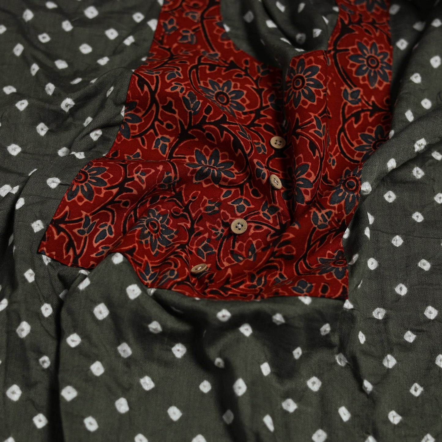 Bandhani patchwork cotton unstitched kurta material (3m) 18