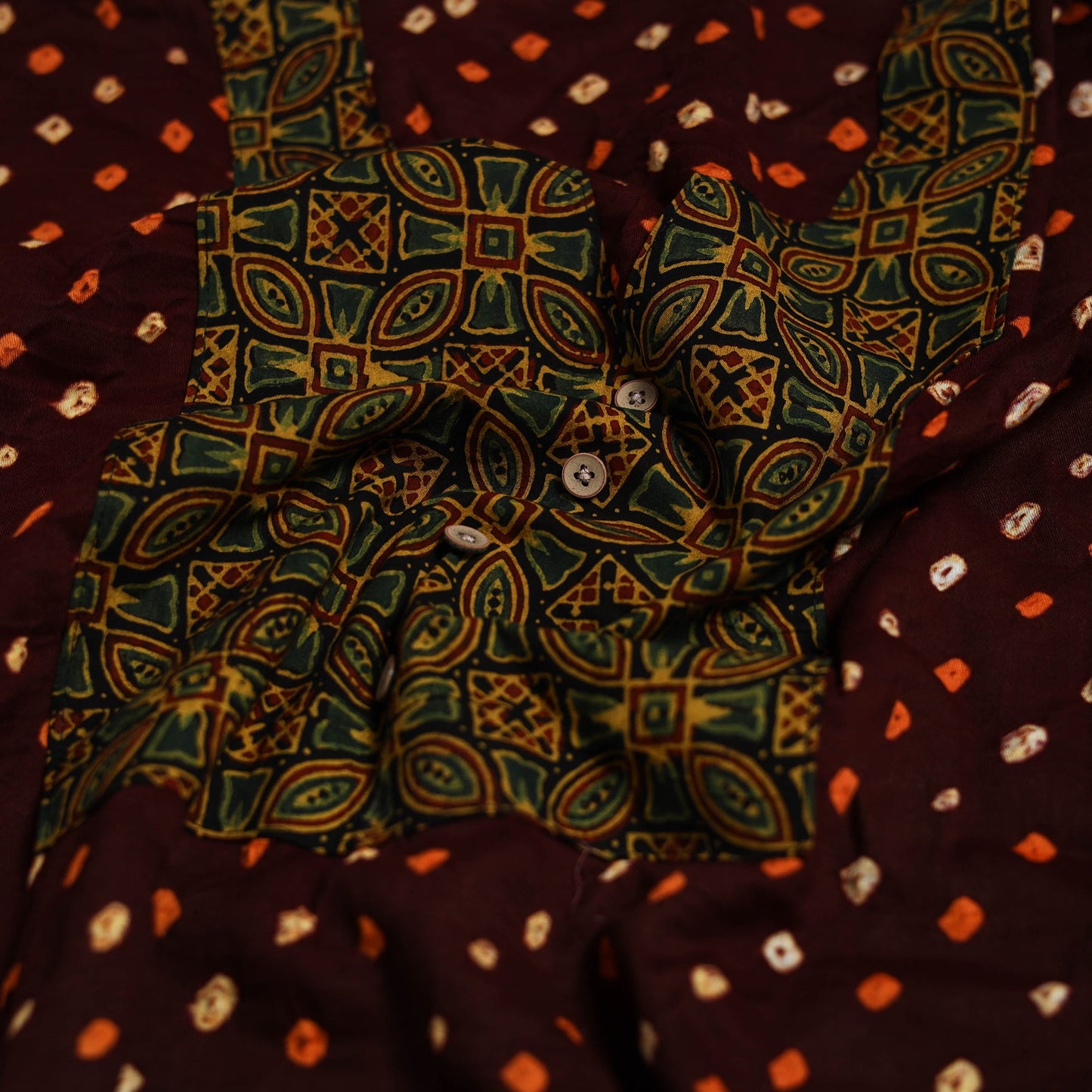 Bandhani patchwork cotton unstitched kurta material (3m) 19