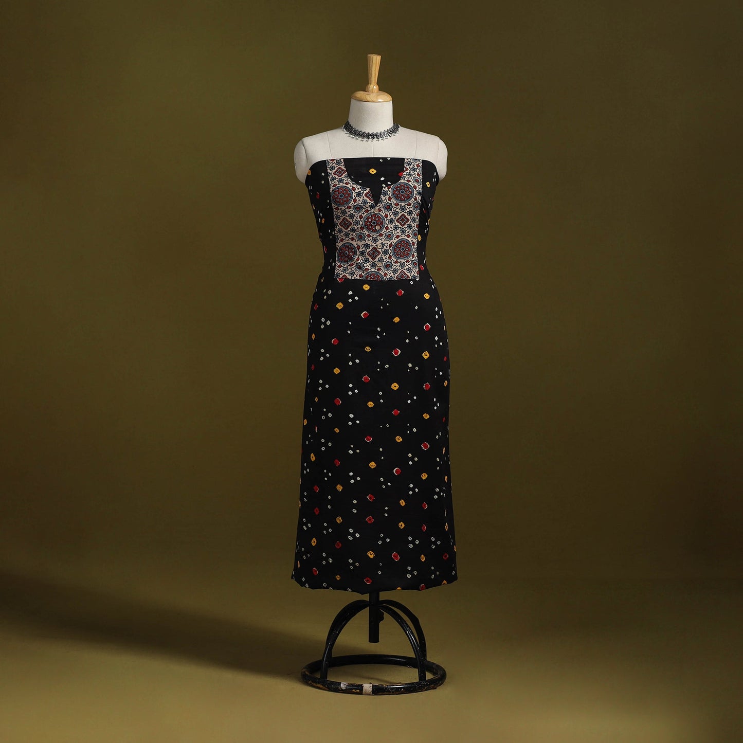 Bandhani patchwork cotton unstitched kurta material (3m) 20