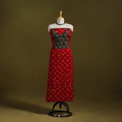 Bandhani patchwork cotton unstitched kurta material (3m) 21