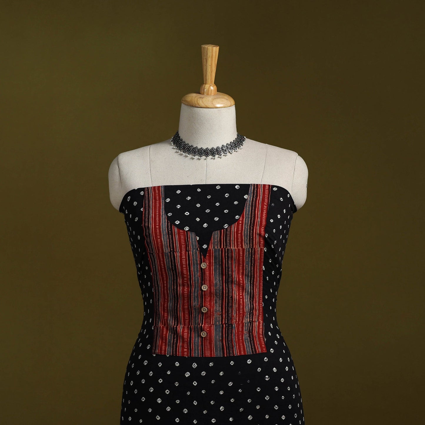 Bandhani patchwork cotton unstitched kurta material (3m) 25