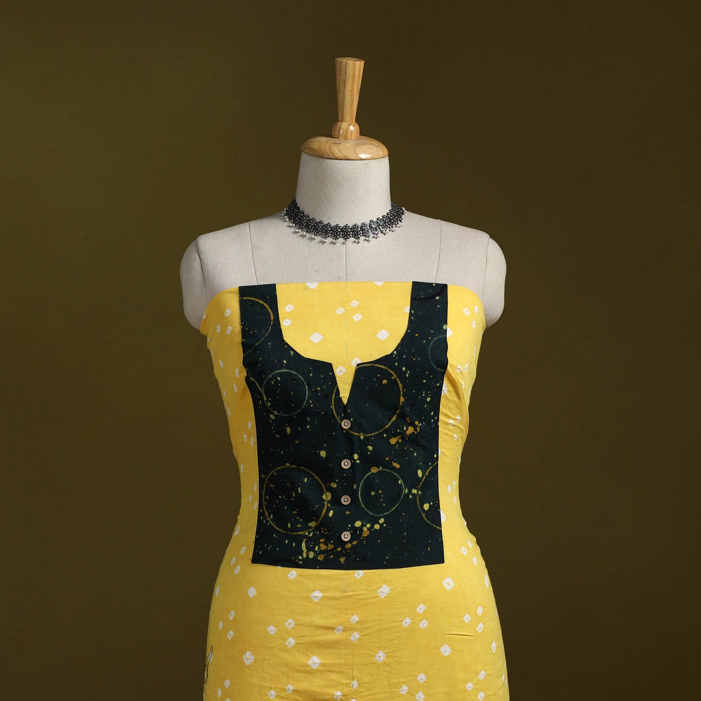 Bandhani patchwork cotton unstitched kurta material (3m) 26