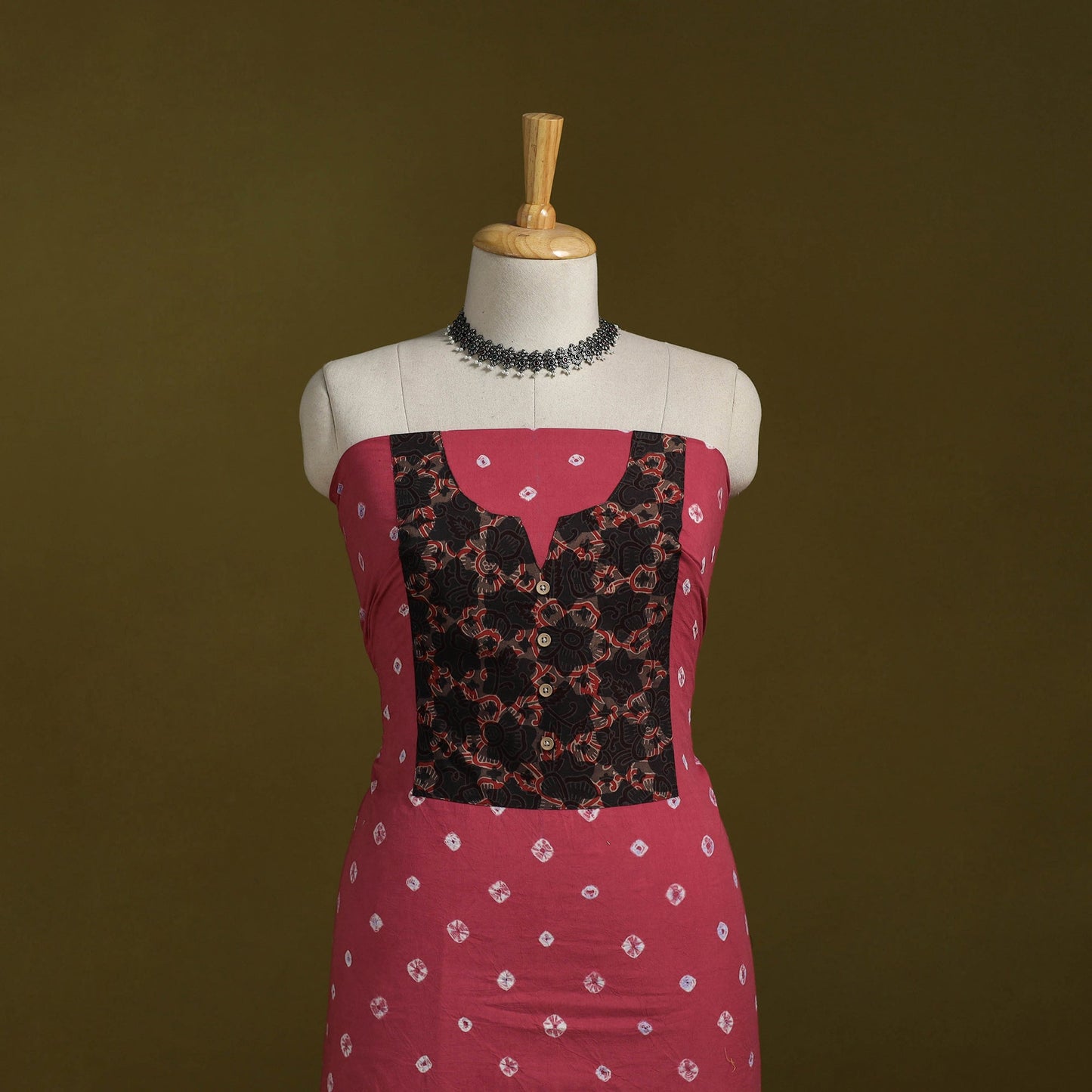 Bandhani patchwork cotton unstitched kurta material (3m) 32