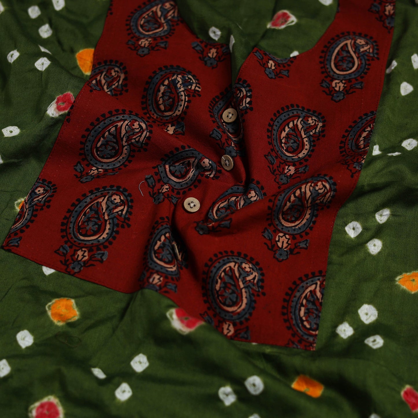 Bandhani patchwork cotton unstitched kurta material (3m) 33