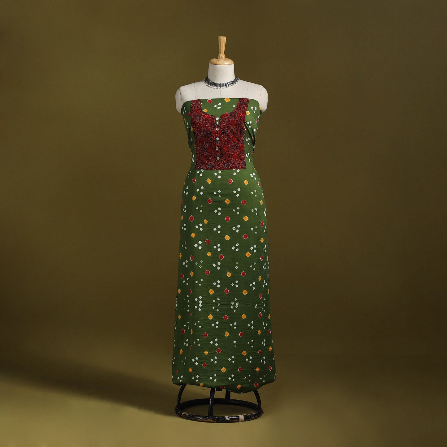 Bandhani patchwork cotton unstitched kurta material (3m) 37