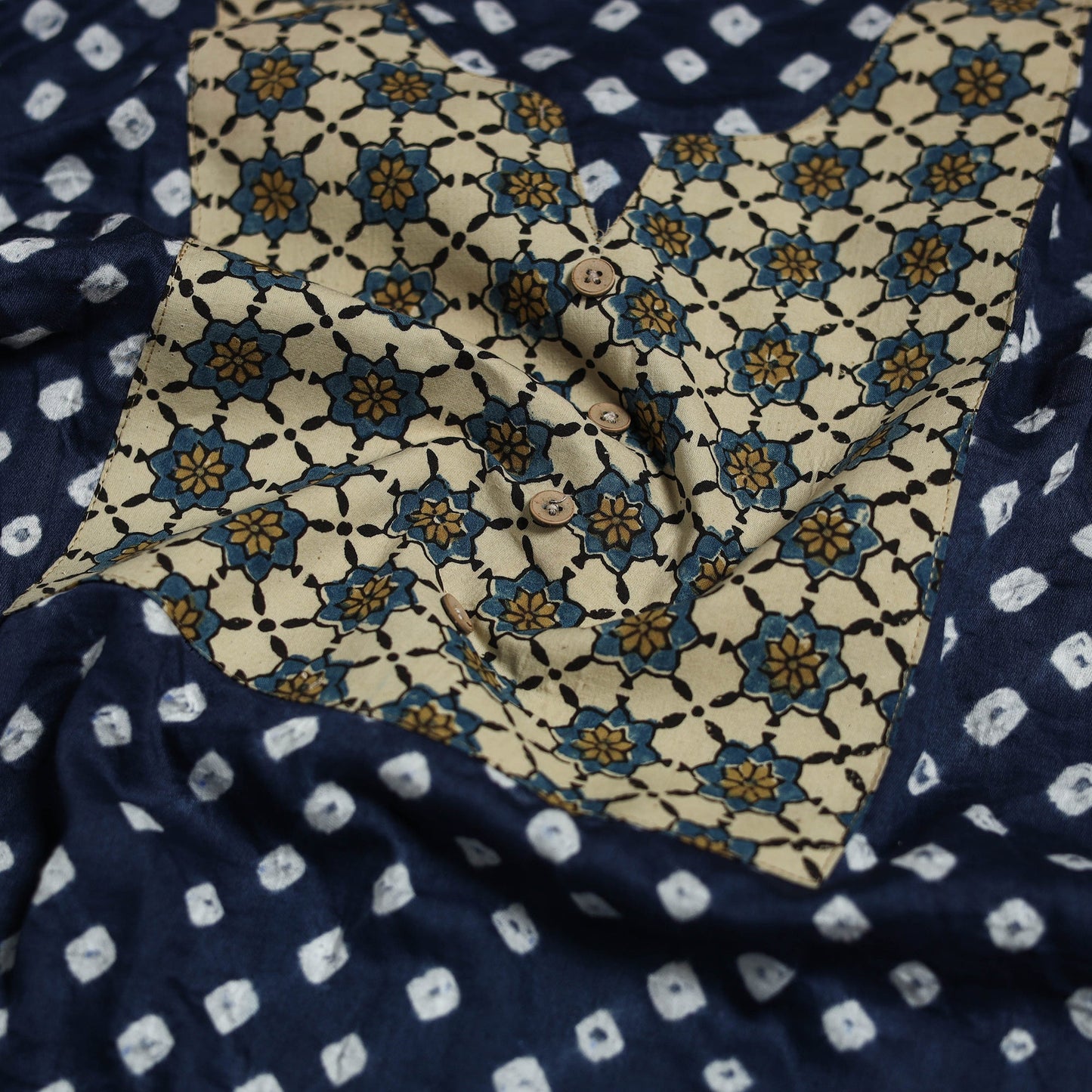 Bandhani patchwork cotton unstitched kurta material (3m) 38