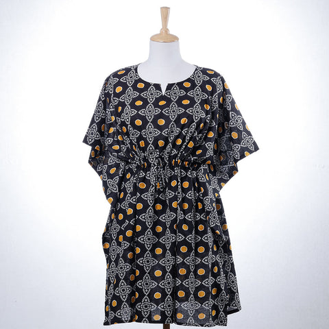 Bandhani tie-dye cotton kaftan with tie-up waist (medium)