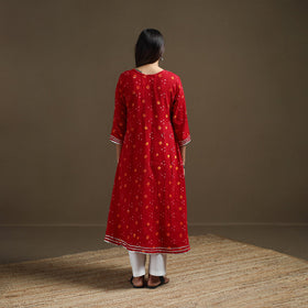 Bandhani tie-dye cotton a-line gota work kurta for women 10